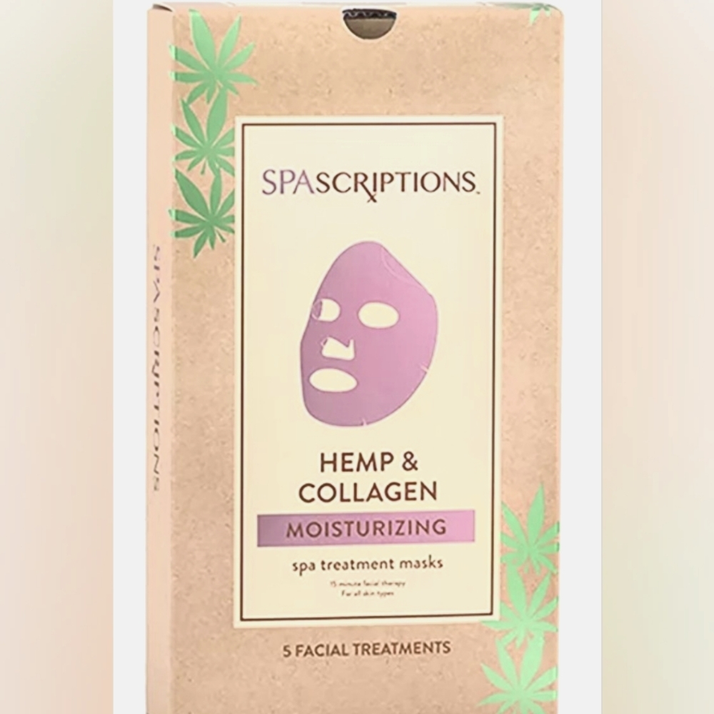 SPASCRIPTIONS Hemp & Collagen Moisturizing Spa Treament Mask 5 masks